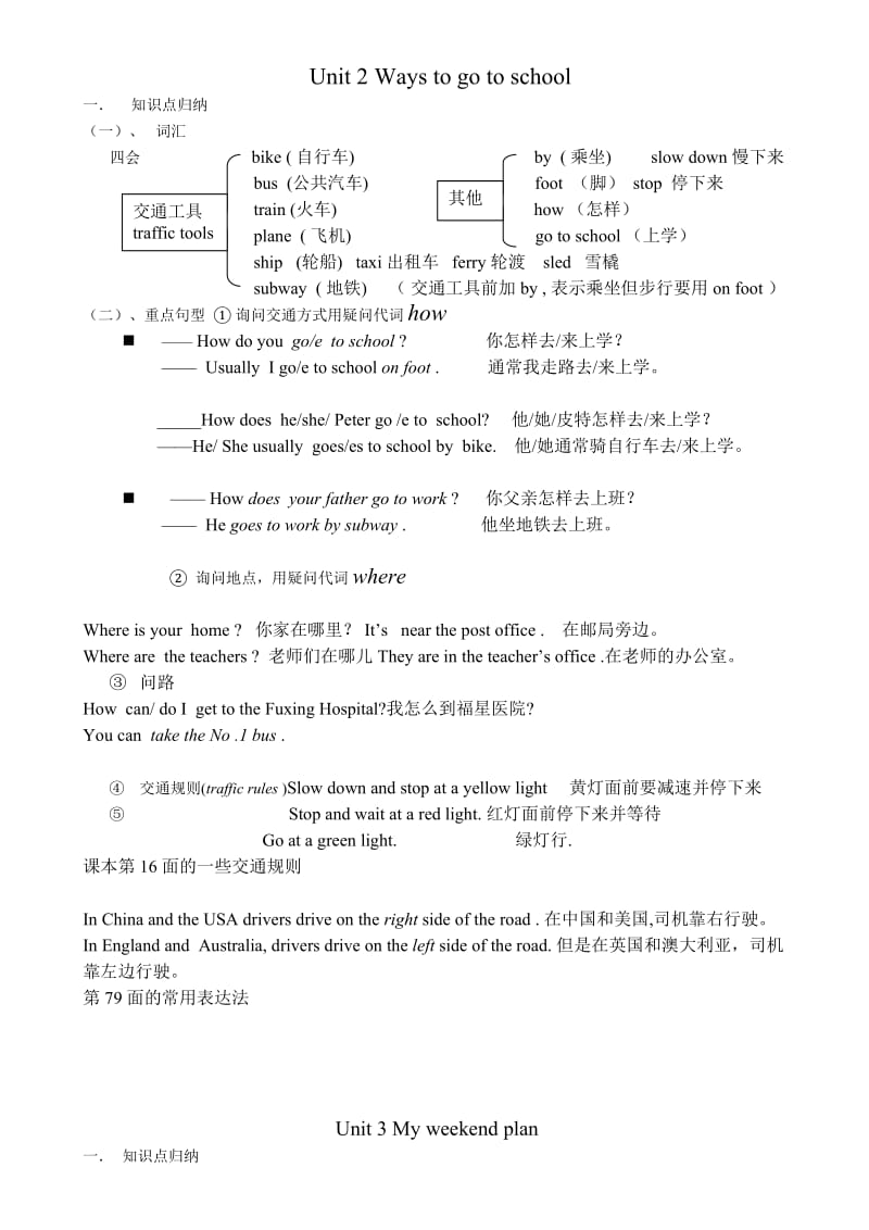 2019年新版PEP小学英语六年级上册1-6单元知识点总结.doc_第3页