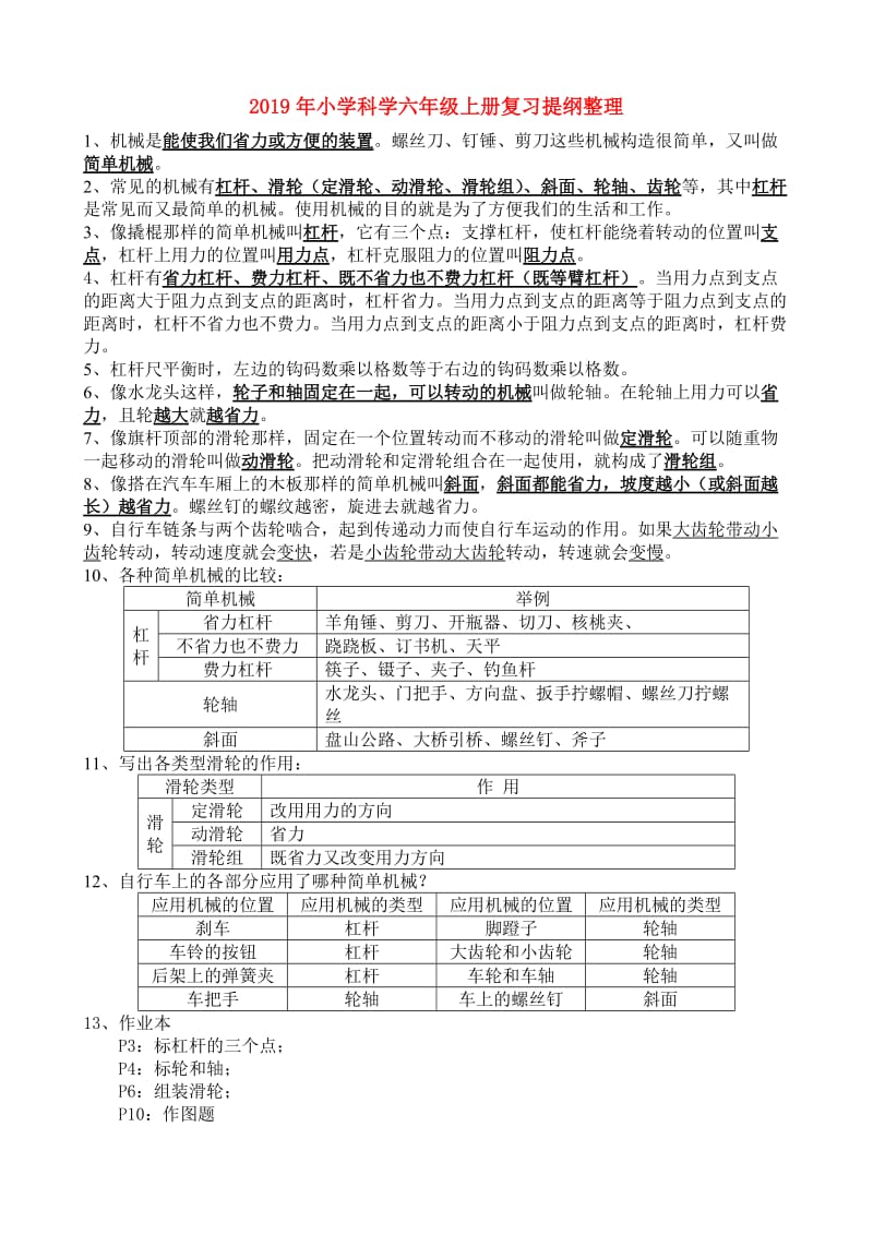 2019年小学科学六年级上册复习提纲整理.doc_第1页