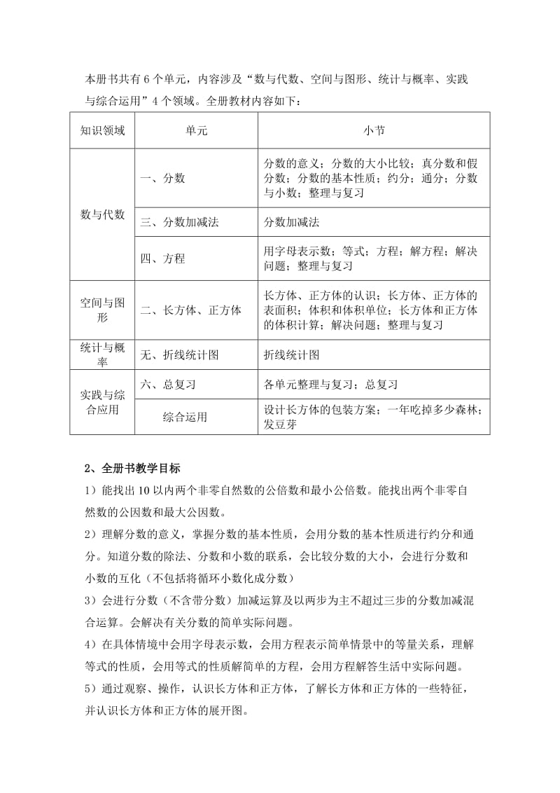 2019年西师版小学生五年级下学期教学计划.doc_第2页