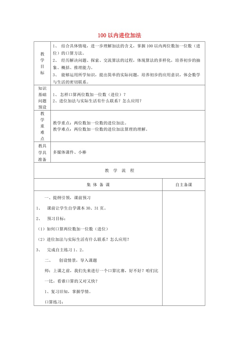 2019春一年级数学下册 第五单元《绿色行动 100以内数的加减法（一）》（信息窗2）教案 青岛版六三制.doc_第1页