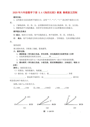 2020年六年級數(shù)學下冊 5.4《角的比較》教案 魯教版五四制.doc