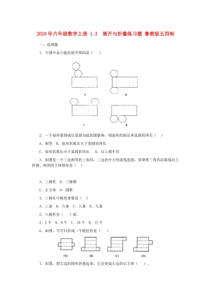 2020年六年級(jí)數(shù)學(xué)上冊(cè) 1.2 展開與折疊練習(xí)題 魯教版五四制.doc