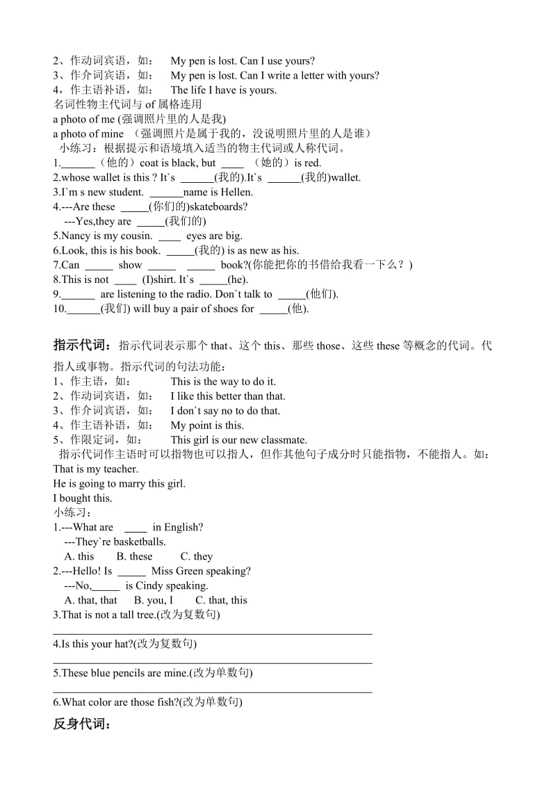 2019年小学英语代词专题.doc_第2页