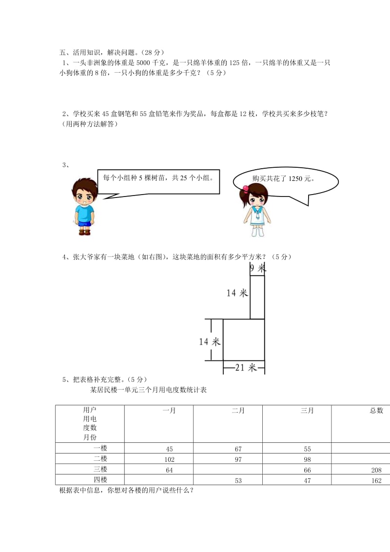 2019春四年级数学下册 第3单元《运算定律》试卷（新版）新人教版.doc_第2页