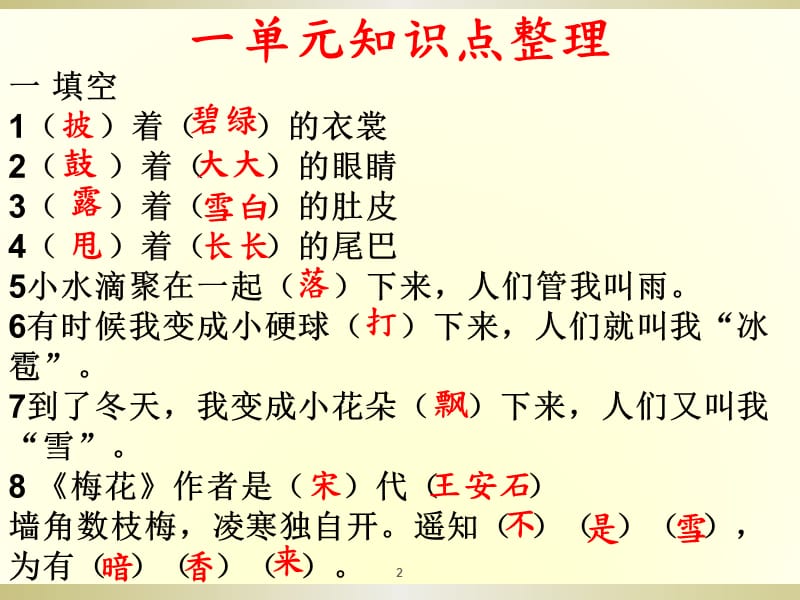 部编二年级语文上册1--8单元知识点整理ppt课件_第2页