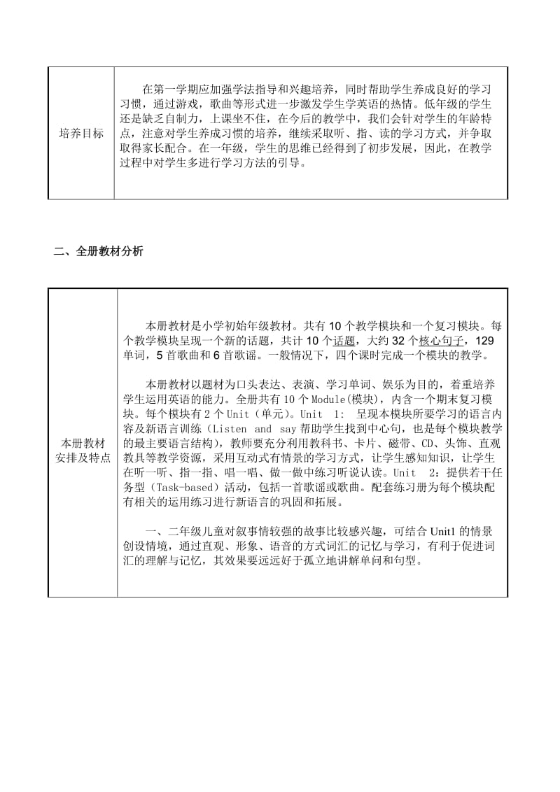 2019年外研社小学英语一年级教学计划.doc_第2页