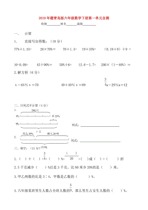 2019年题青岛版六年级数学下册第一单元自测.doc