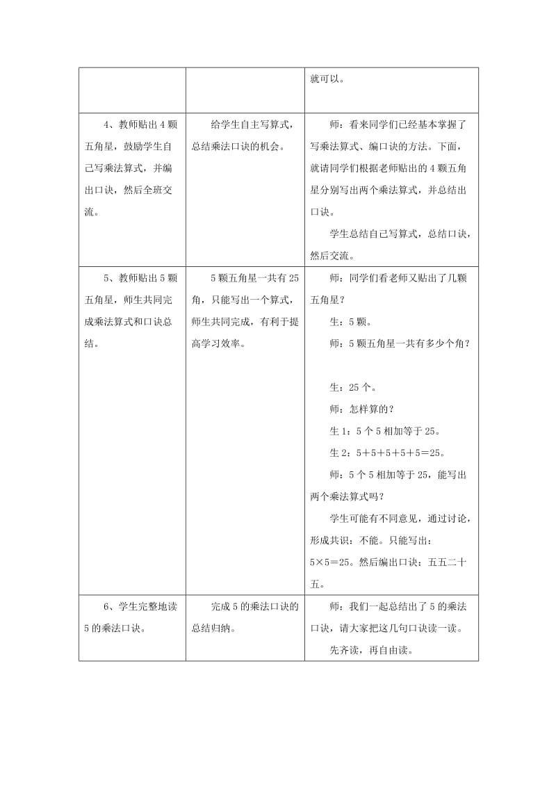 2019秋二年级数学上册 3 第2节《5的乘法口诀》教案 （新版）冀教版.doc_第3页