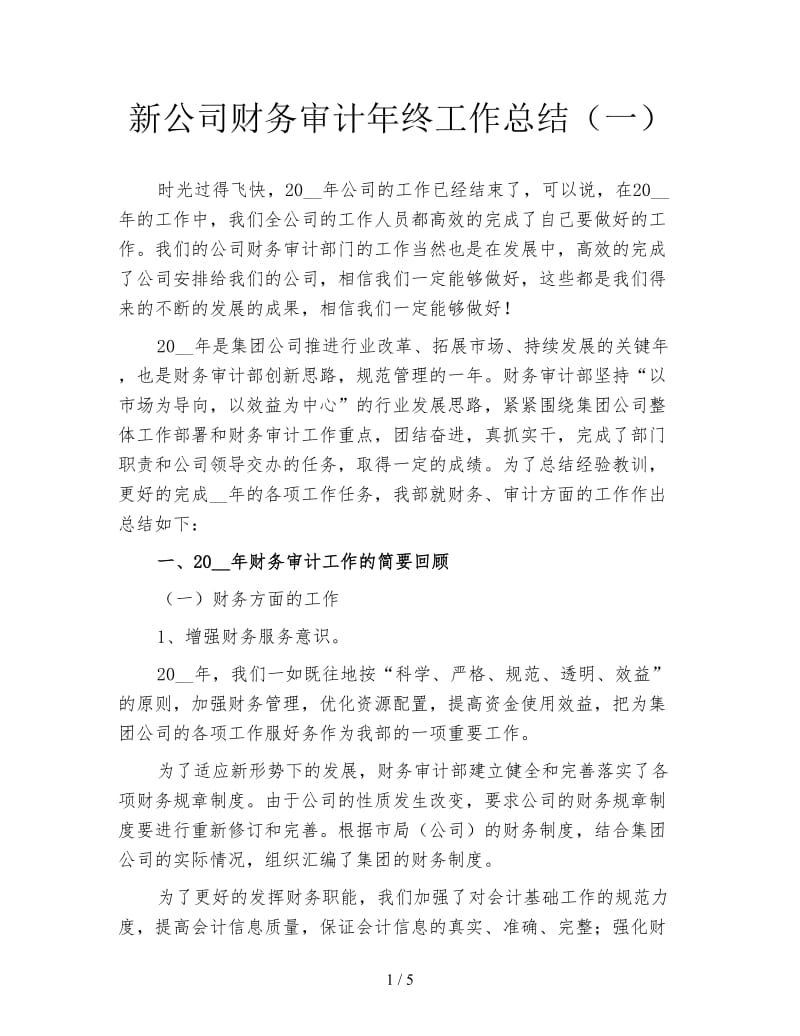 新公司财务审计年终工作总结（一）.doc_第1页