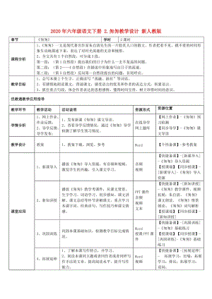 2020年六年級語文下冊 2.匆匆教學設計 新人教版.doc