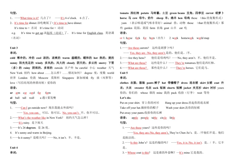 2019年新版PEP四年级下册英语复习知识点整理.doc_第2页