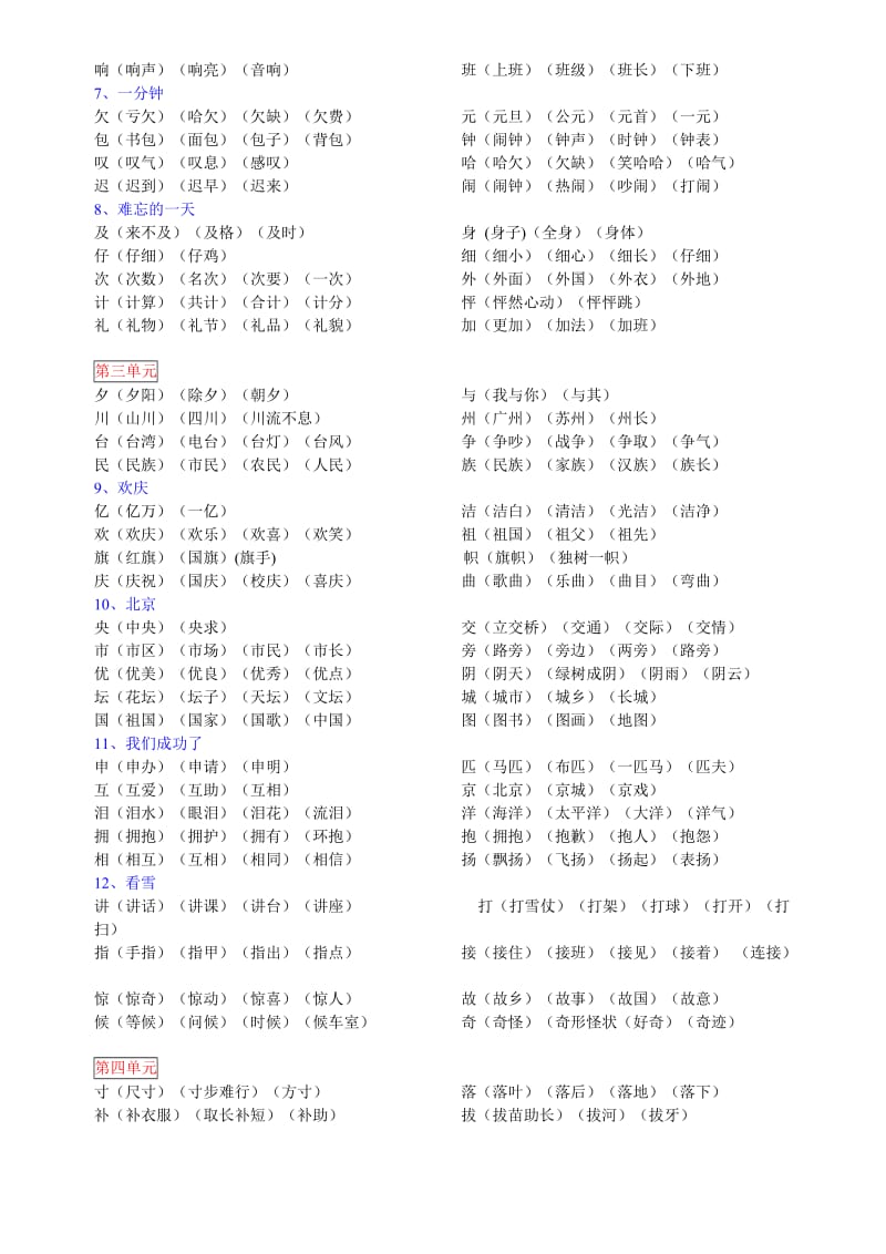 2019年语文二年级上册生字表二生字组词(家听).doc_第2页