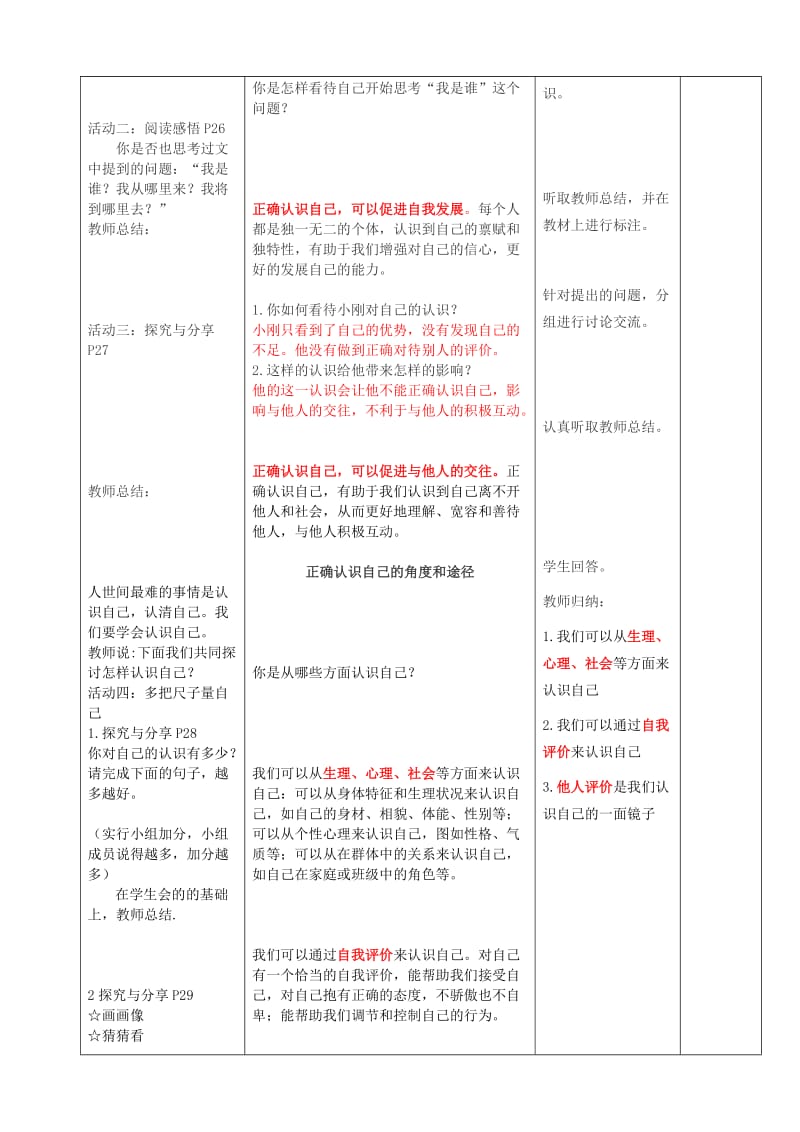 2020年六年级道德与法治全册第一单元成长的节拍第三课发现自己第2框认识自己教案新人教版五四制.doc_第3页