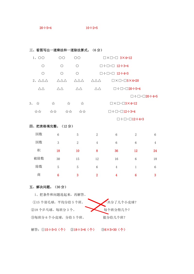 2019春二年级数学下册 第二单元《表内除法（一）》测试3 （新版）新人教版.doc_第2页