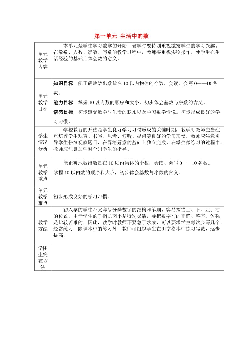 一年级数学上册 生活中的数教案 北师大版.doc_第1页