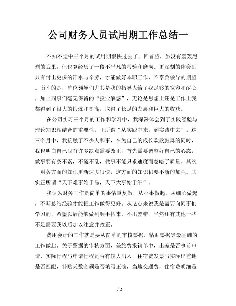 公司财务人员试用期工作总结一.doc_第1页