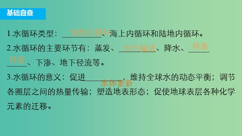 高三地理二轮复习 专题一 回扣基础必须突破的26个微专题11 水循环与河流补给课件.ppt_第3页