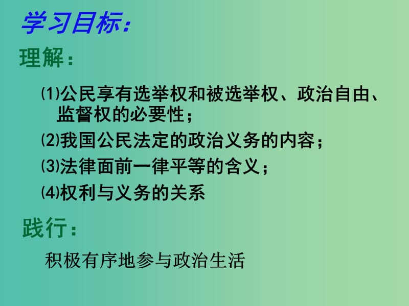 高考政治复习 1.2《政治权利与义务 参与政治生活的基础和准则》课件8 新人教版必修2.ppt_第3页