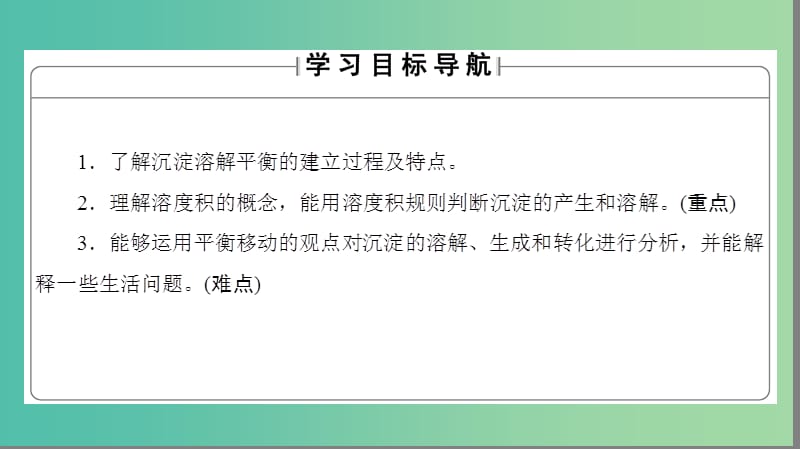 高中化学 第3章 物质在水溶液中的行为 第3节 沉淀溶解平衡课件 鲁科版选修4.ppt_第2页