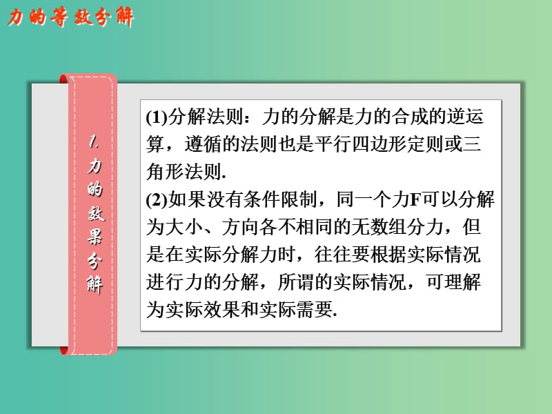 高考物理大一轮复习 2.6思想方法 力的分解法及力的效果分解课件 沪科版.ppt_第3页