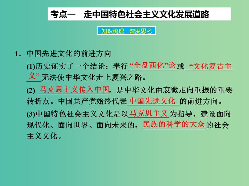 高考政治大一轮复习 第十二单元 第九课 建设社会主义文化强国课件 新人教版.ppt_第3页