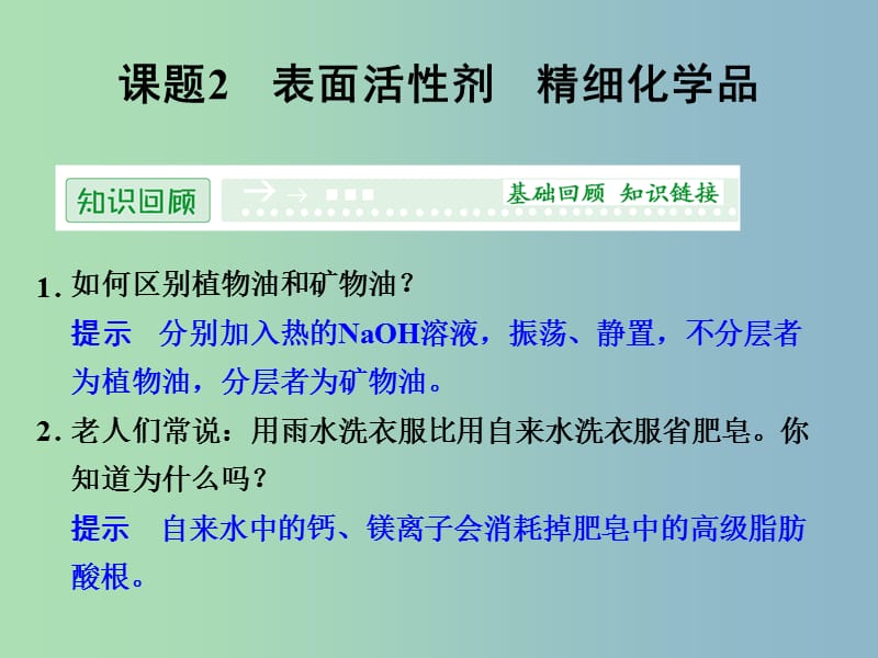 高中化学 4.2表面活性剂 精细化学品课件 新人教版选修2 .ppt_第1页