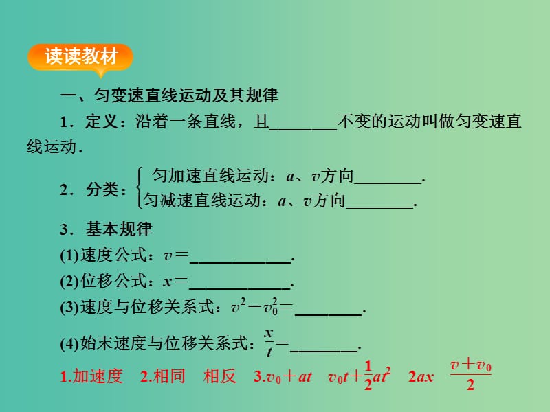 高考物理一轮复习 第一章 第2单元 匀变速直线运动的规律课件 (2).ppt_第3页