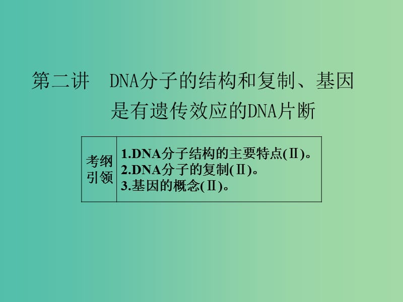 高考生物一轮总复习 第六单元 第二讲 DNA分子的结构和复制、基因是有遗传效应的DNA片断课件.ppt_第1页