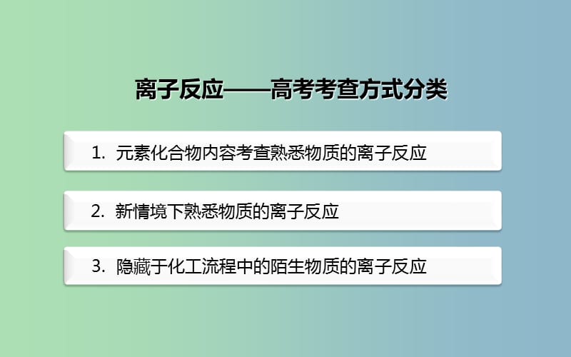 2019版高考化学二轮专题复习 离子反应课件1.ppt_第3页