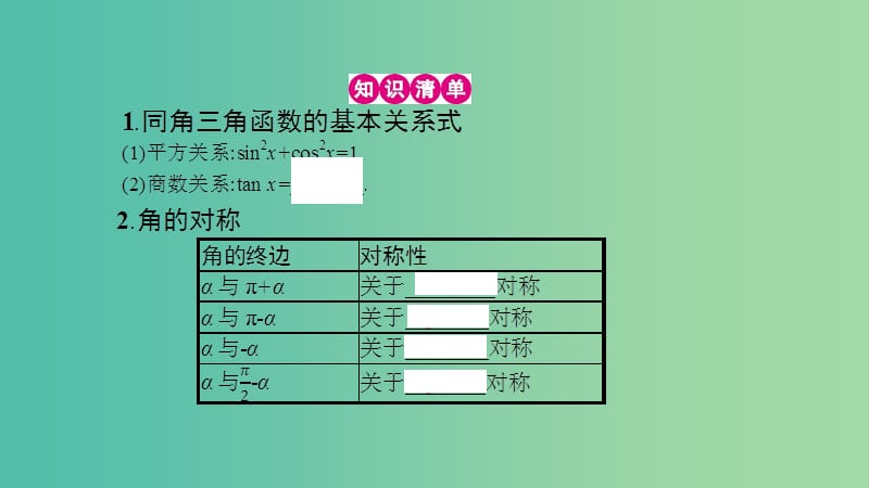 高考数学一轮复习 第三章 三角函数、解三角形 第二节 同角三角函数的基本关系与诱导公式课件 理.ppt_第3页