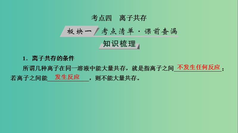 高考化学大一轮复习第5讲离子反应考点4离子共存优盐件.ppt_第3页