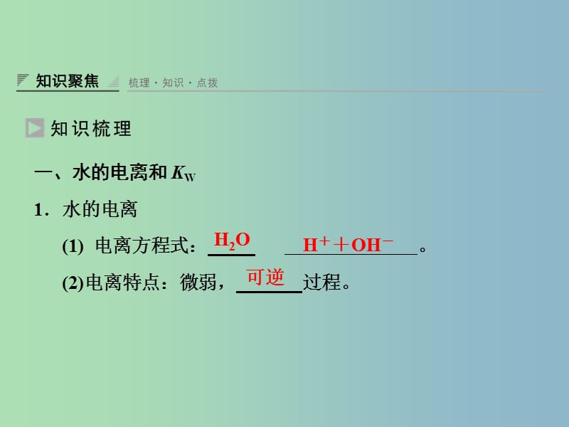 高中化学 3.1.1水的电离 电解质在水溶液中的存在形态课件 新人教版选修4.ppt_第3页