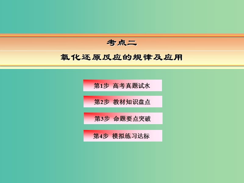 高考化学一轮复习 模块二 基本概念 专题六 氧化还原反应 考点二 氧化还原反应的规律及应用课件.ppt_第2页