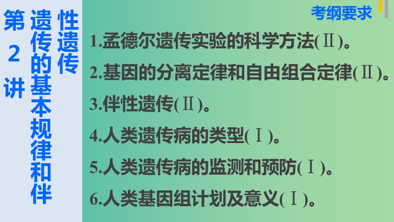 高三生物第二轮复习 专题四 第2讲 遗传的基本规律和伴性遗传课件 新人教版.ppt_第2页