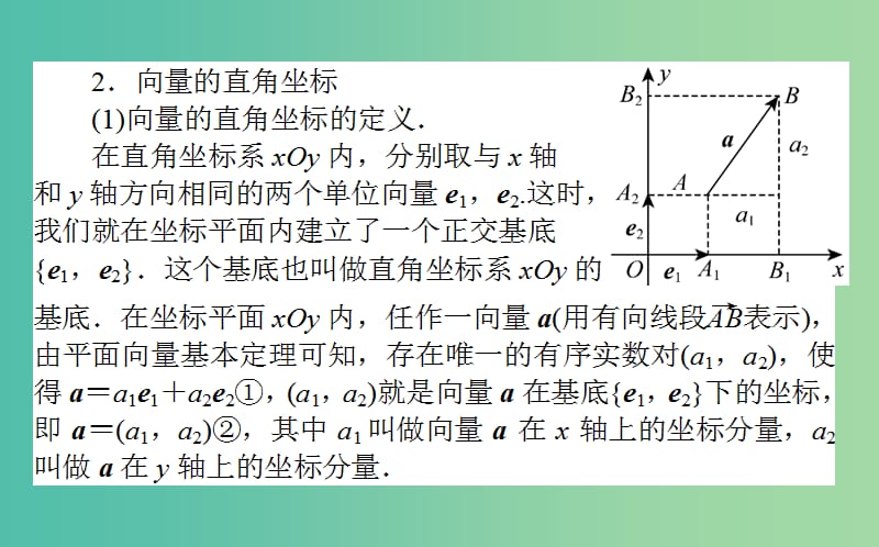 高中数学第二章平面向量第19课时向量的正交分解与向量的直角坐标运算课件新人教B版.ppt_第3页