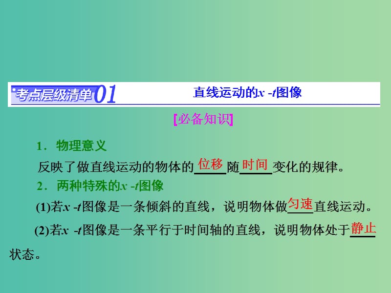 高考物理总复习 第一章 第4节 运动图像 追及与相遇问题课件.ppt_第1页