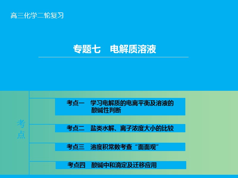 高三化学二轮复习 第1部分 专题7 电解质溶液课件.ppt_第1页