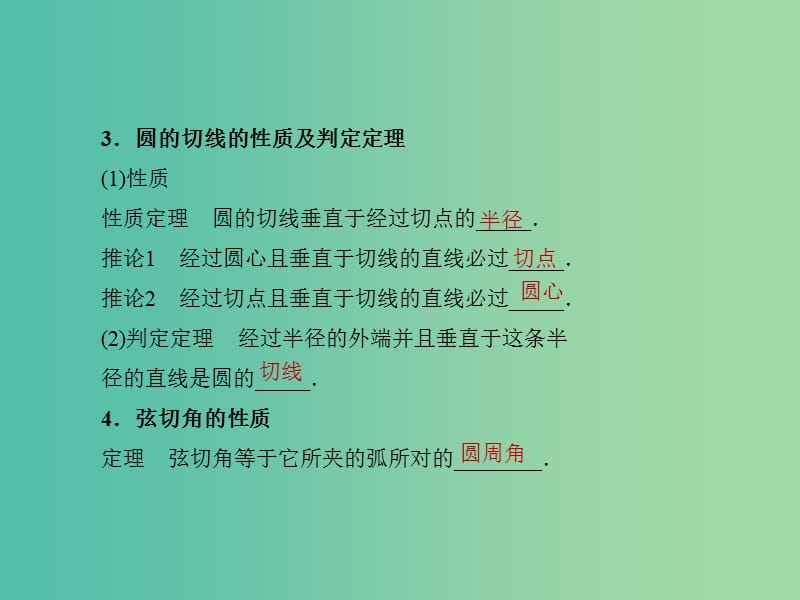 高考数学一轮复习 2直线与圆的位置关系课件 文 湘教版选修4-1.ppt_第3页