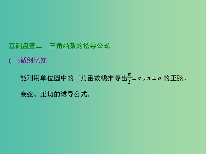 高考数学大一轮复习 第三章 第二节 同角三角函数的基本关系与诱导公式课件.ppt_第3页