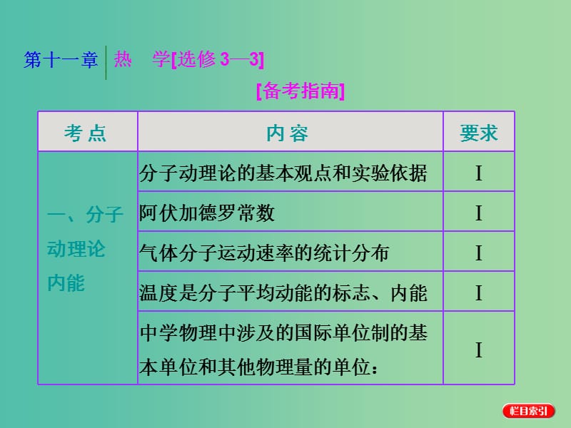 高考物理一轮复习 第十一章 热学 第1节 分子动理论 内能课件 新人教版选修3-3.ppt_第1页