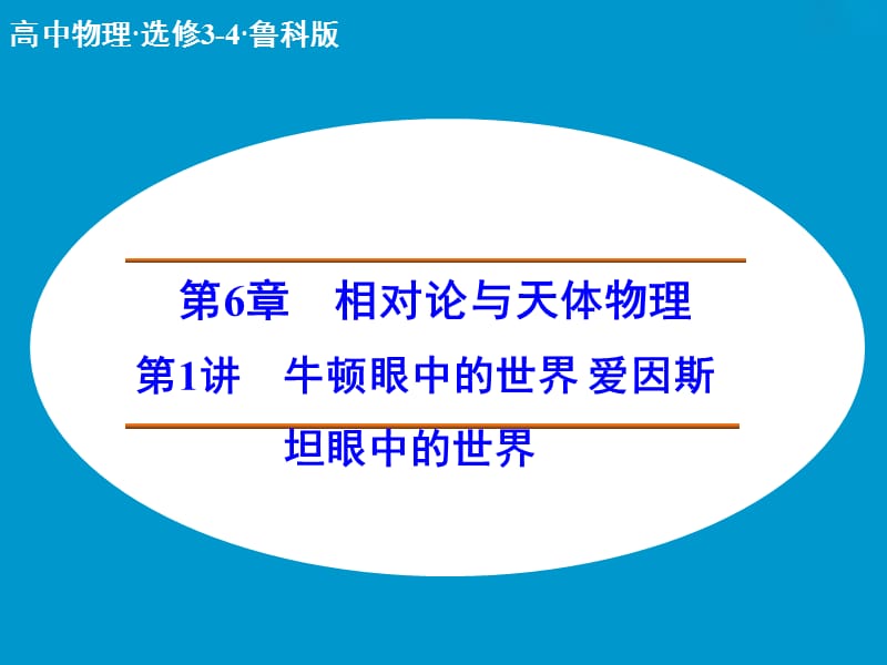 高中物理 牛顿眼中的世界 爱因斯坦眼中的世界课件 鲁科版选修3-4.ppt_第1页