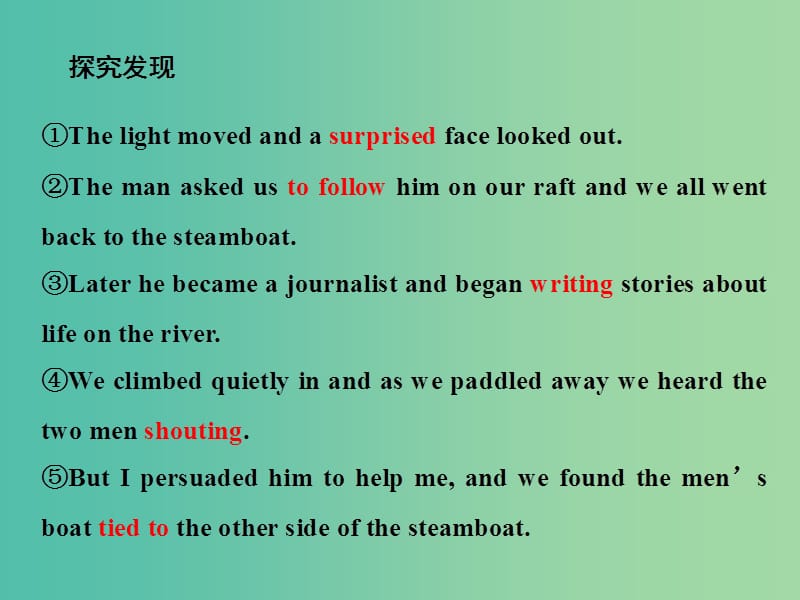 高中英语Module3AdventureinLiteratureandtheCinemaSectionⅢGrammar-复习动词形式Ⅲ课件外研版.ppt_第2页