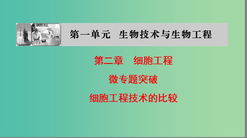 高中生物第一单元生物技术与生物工程第二章细胞工程微专题突破细胞工程技术的比较课件中图版.ppt_第1页