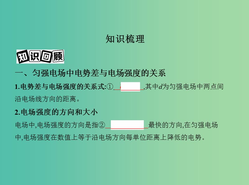 高考物理一轮复习第九章静电场第3讲匀强电场中电势差与电场强度的关系电容器课件.ppt_第2页