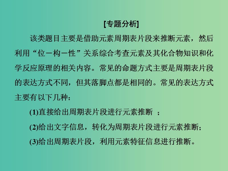 高考总动员2016届高考化学一轮总复习 阶段升华微专题7 元素周期表片段在元素推断中的应用课件.ppt_第2页