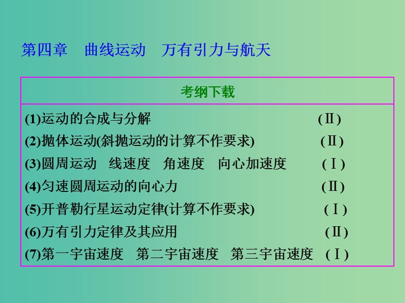 高考物理总复习 第四章 第1节 曲线运动 运动的合成与分解课件.ppt_第1页