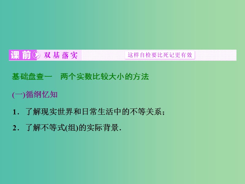 高考数学大一轮复习 第六章 第一节 不等关系与不等式课件 .ppt_第2页