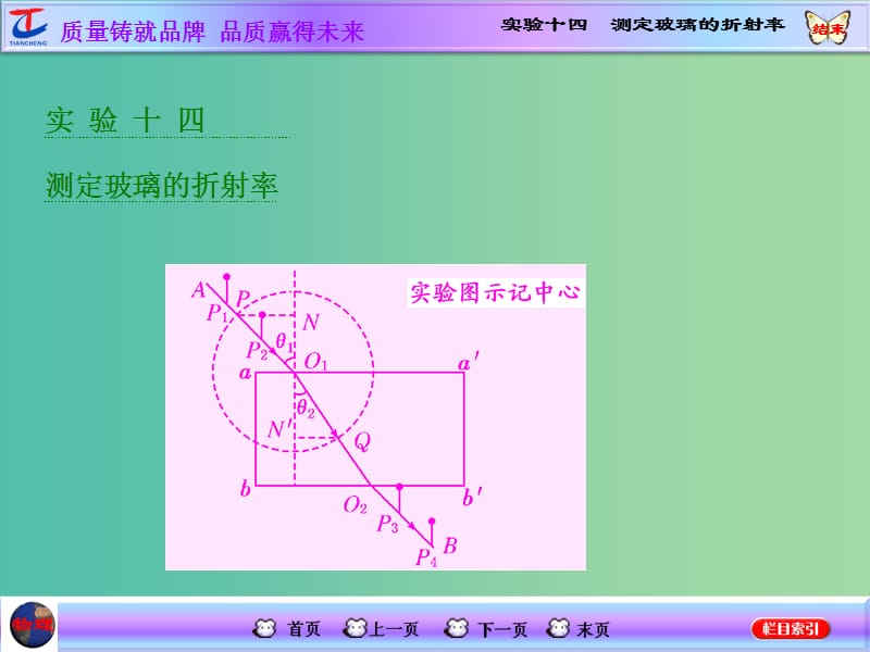 高考物理一轮复习 第十二章 波与相对论 实验十四 测定玻璃的折射率课件 新人教版选修3-4.ppt_第1页