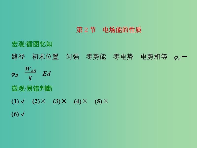 高考物理一轮复习 第六章 第2节 电场能的性质习题详解课件 新人教版.ppt_第1页