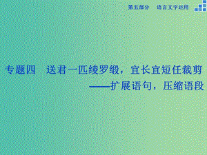 高考語(yǔ)文大一輪復(fù)習(xí) 第五部分 專(zhuān)題四 擴(kuò)展語(yǔ)句壓縮語(yǔ)段課件.ppt